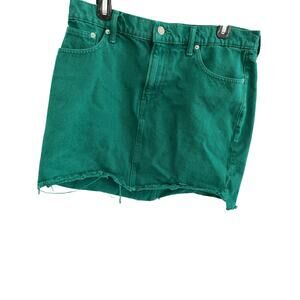 Lucky Brand Women Teen 12/31 Denim Mini Skirt Green Frayed Western Casual Prep